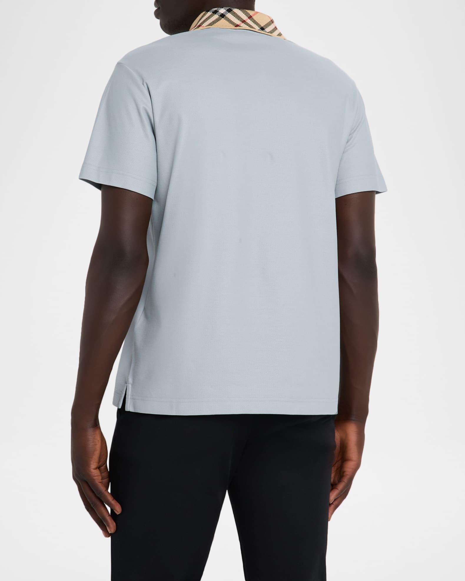 Men's Cotton Check-Collar Polo Shirt Product Image