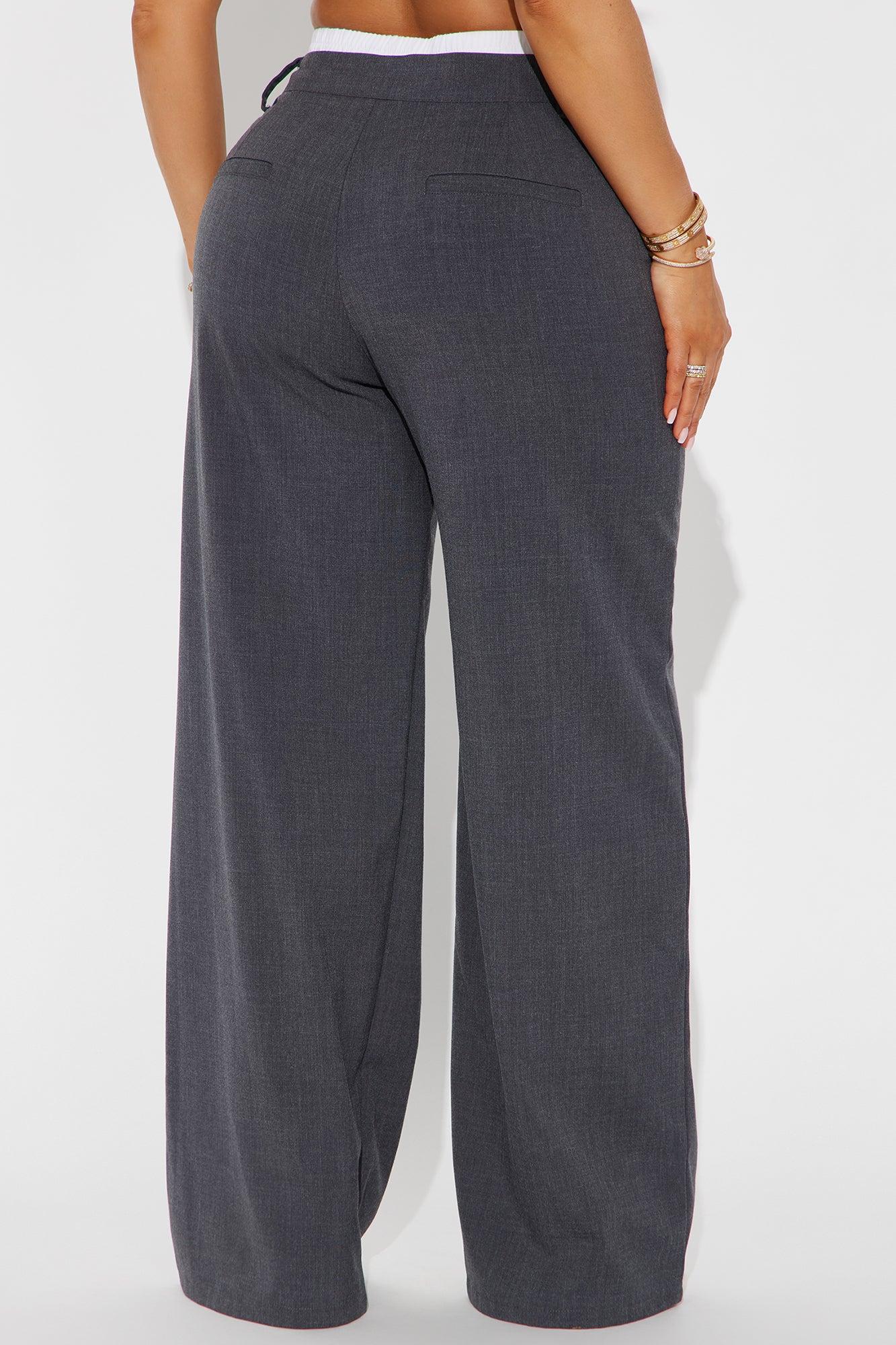 Missy Double Waistband Trouser Pant - Charcoal Product Image