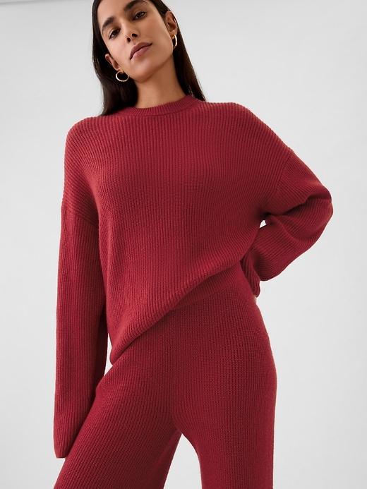 CashSoft Shaker-Stitch Sweater Pants Product Image