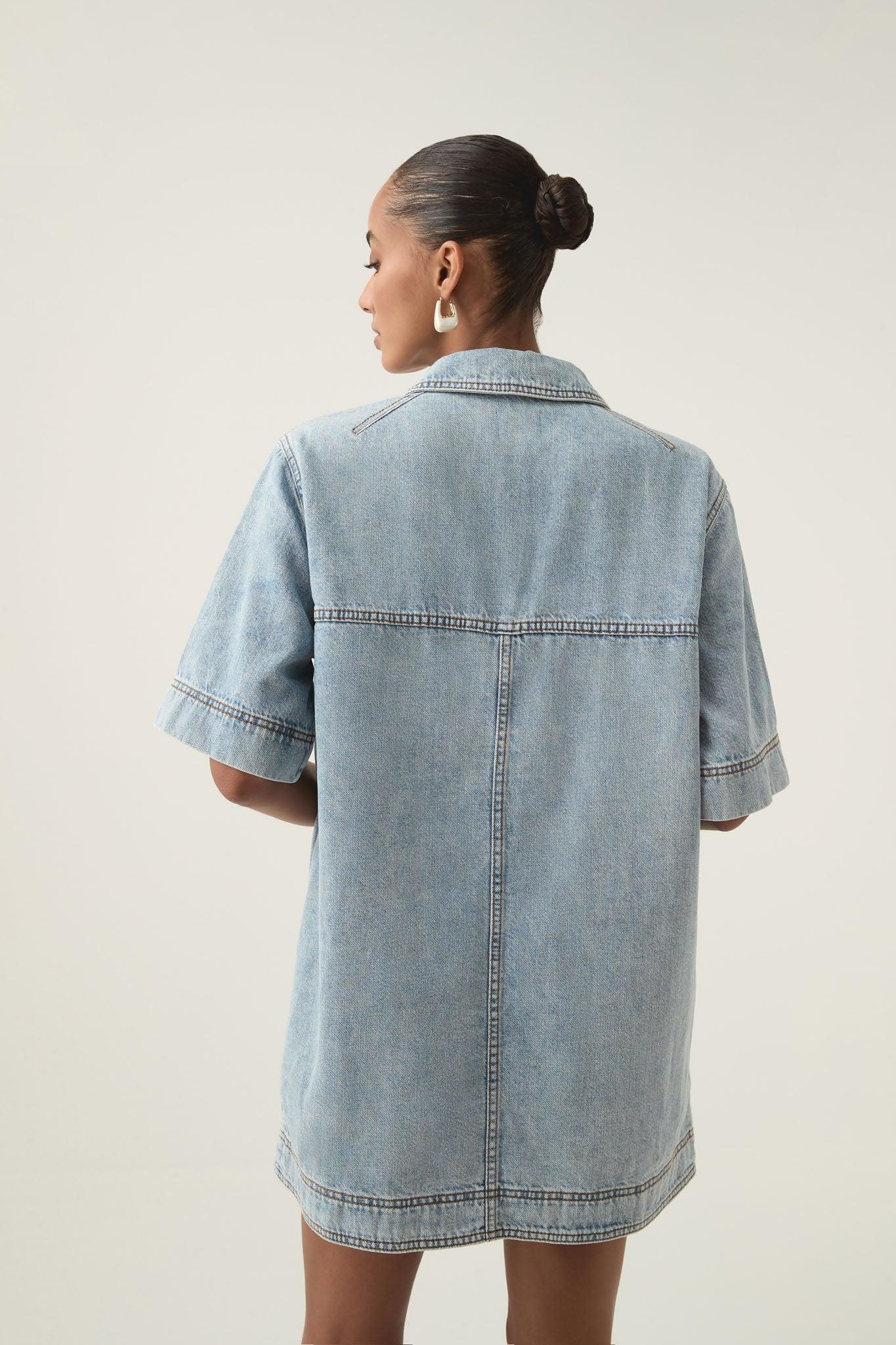 Aura Denim Mini Tunic Dress Product Image