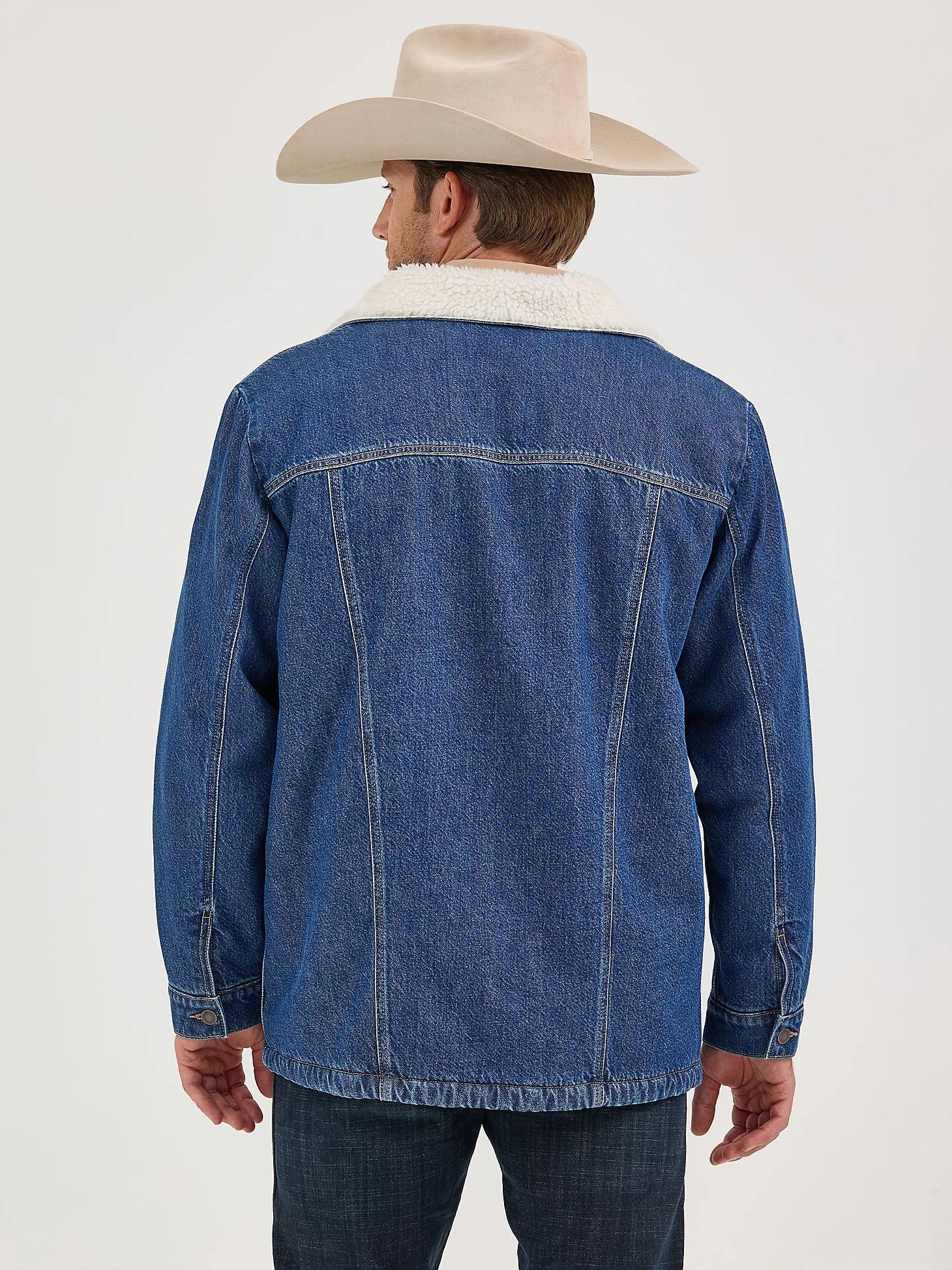 Men's Western Sherpa Lined Denim Wrange Jacket in Medium Wash Product Image
