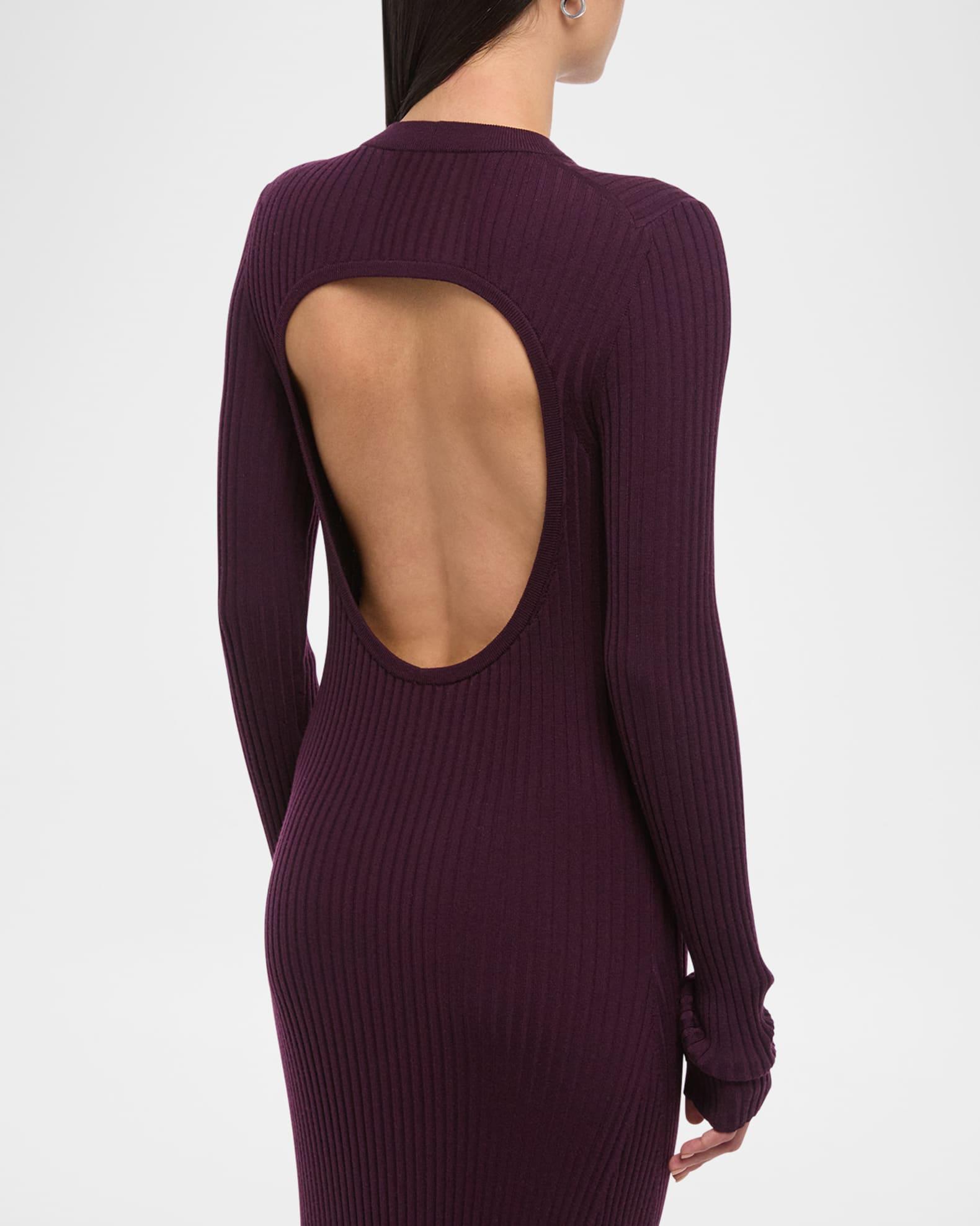 Open-Back Ribbed Wool Dress Product Image