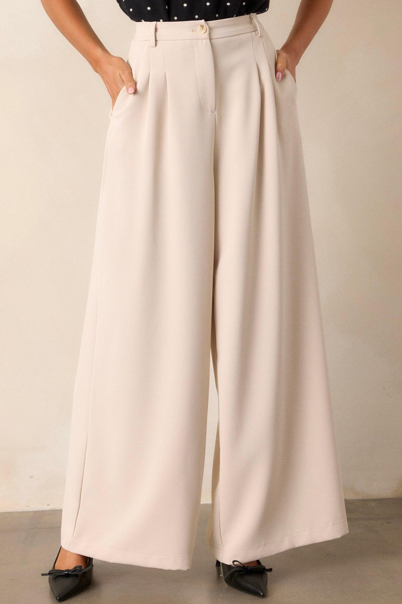 Willow Tree Light Beige Wide Leg Pants Product Image