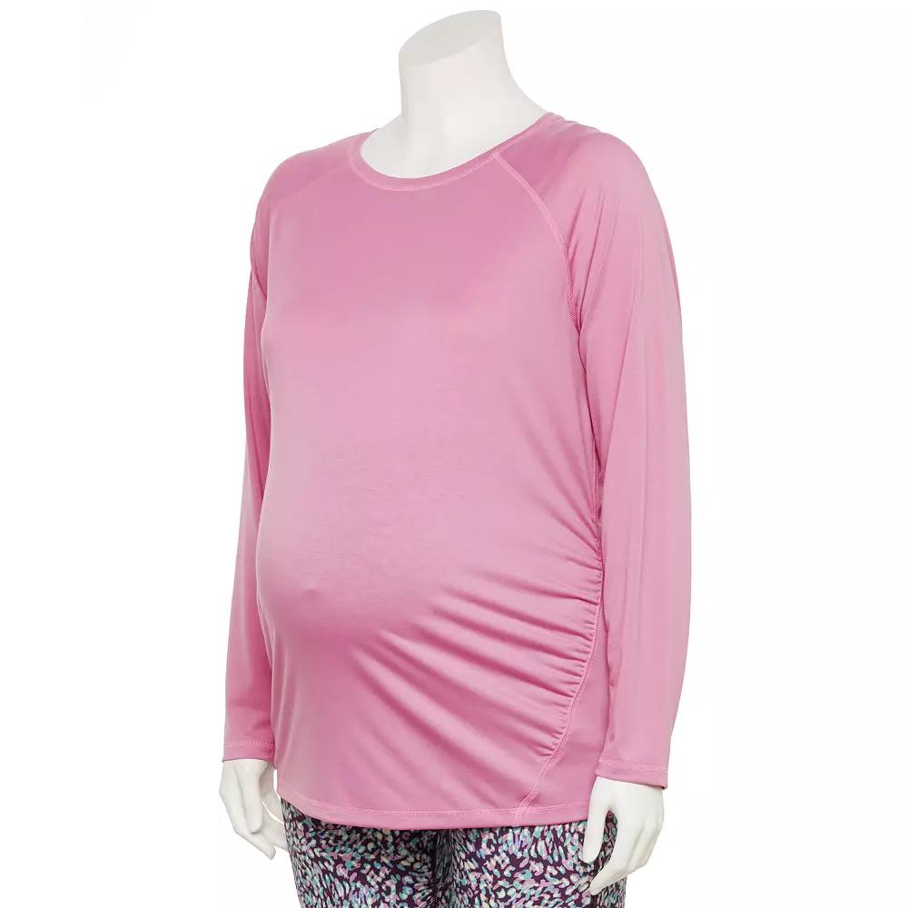 Plus Size Maternity Tek Gear Long Sleeve Tee, Womens Maiti Pink Product Image