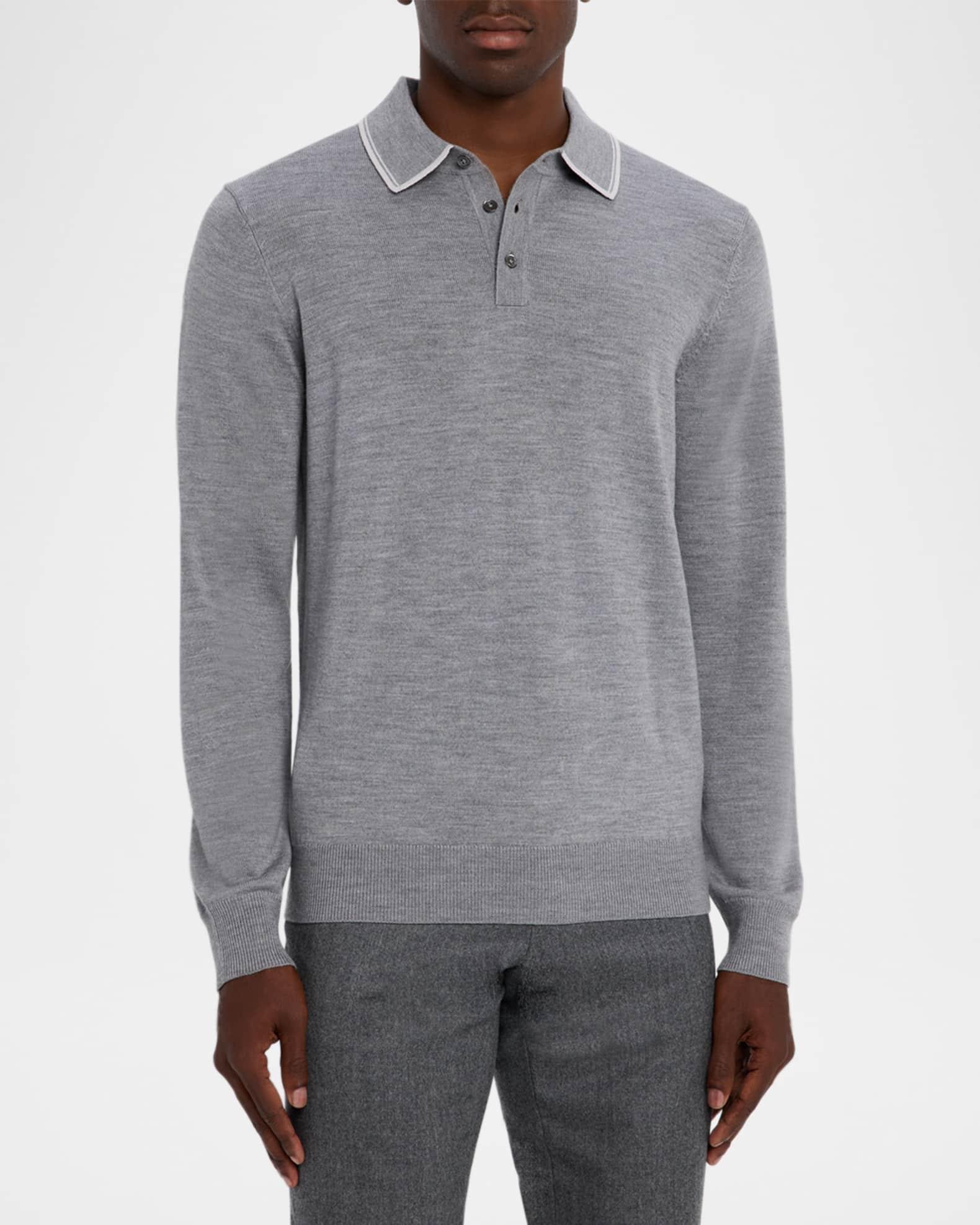 Men's Merino Wool Tipped-Collar Polo Sweater Product Image