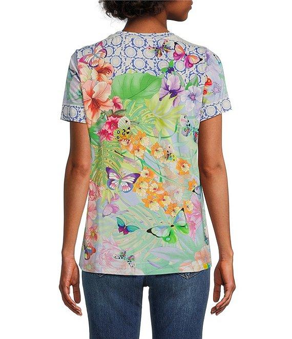 JOHNNY WAS Cozumel Favorite Bamboo Knit Printed Crew Neck Short Sleeve Tee Product Image