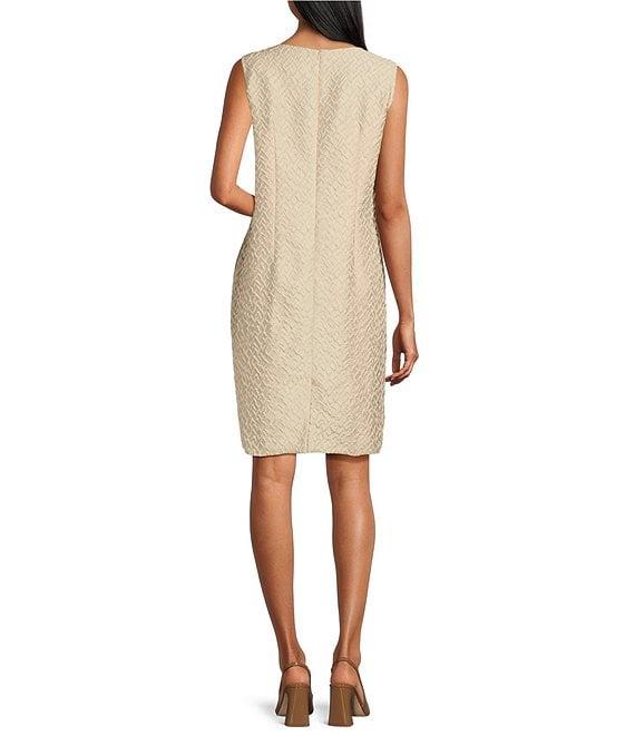 Caroline Rose Shimmering Sands Textured Jacquard Sleeveless Sheath Dress Product Image