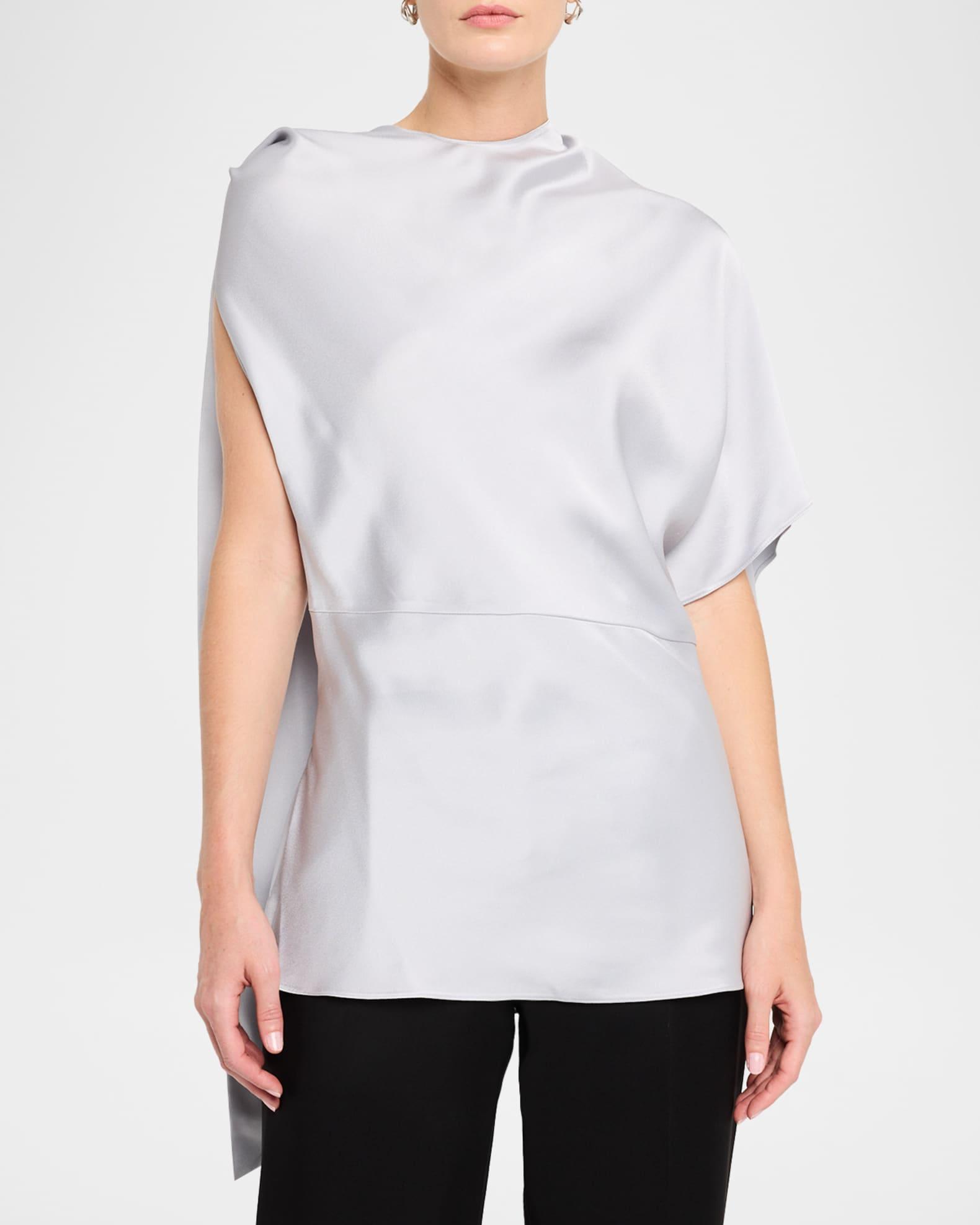 Asymmetric Drape Satin Top Product Image