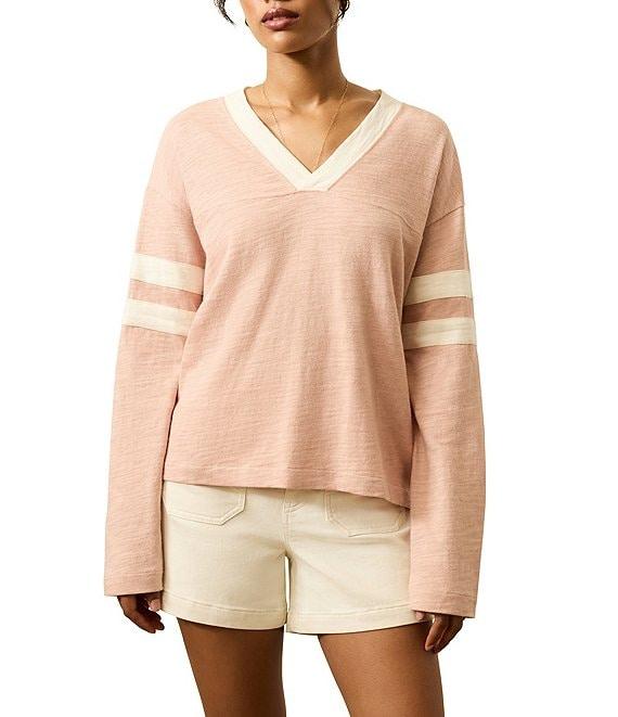 Faherty Sunwashed Crew Neck Long Sleeve Stripe Top Product Image