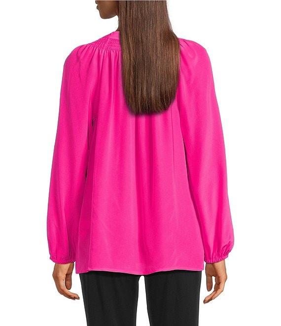 Lilly Pulitzer Elsa Silk Notch Neck Long Sleeve Blouse Product Image