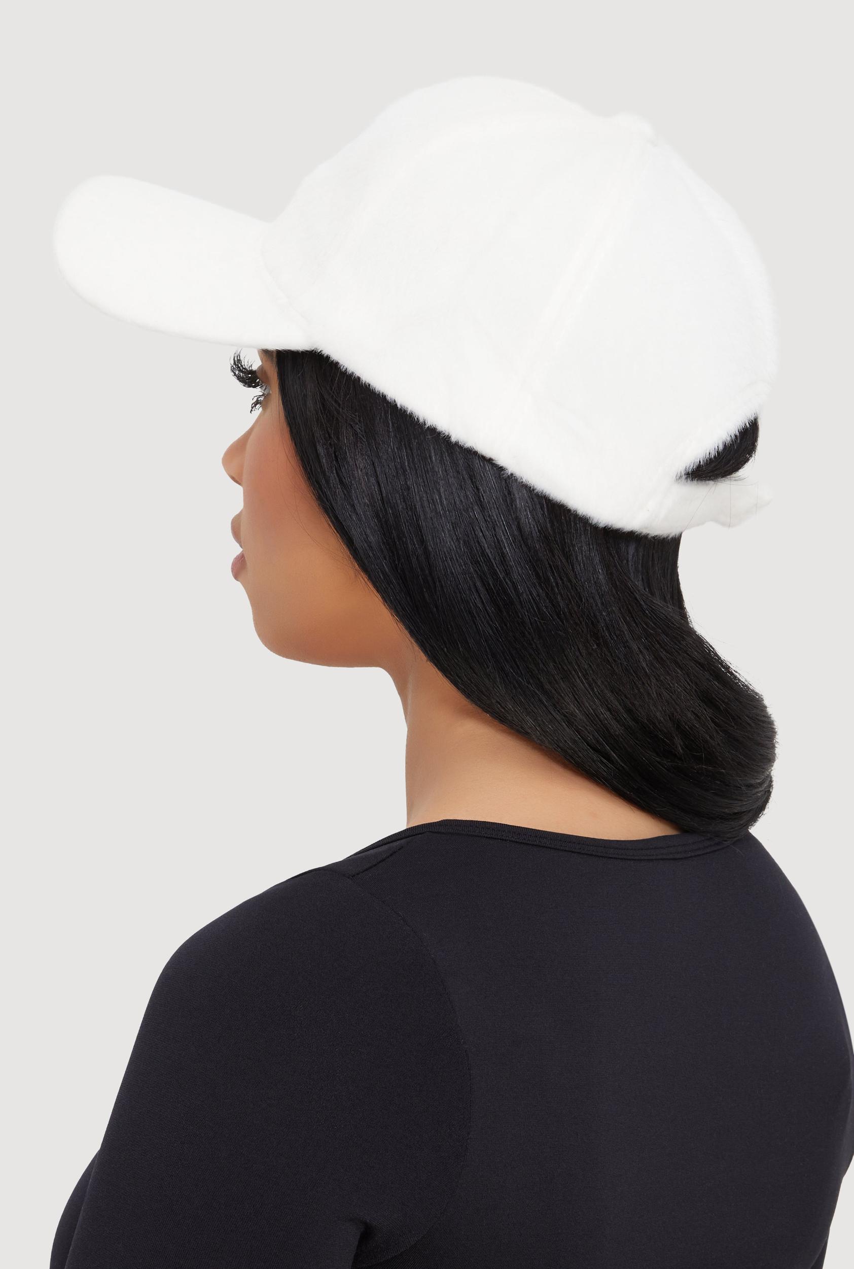 Solid Faux Fur Baseball Cap Female Product Image