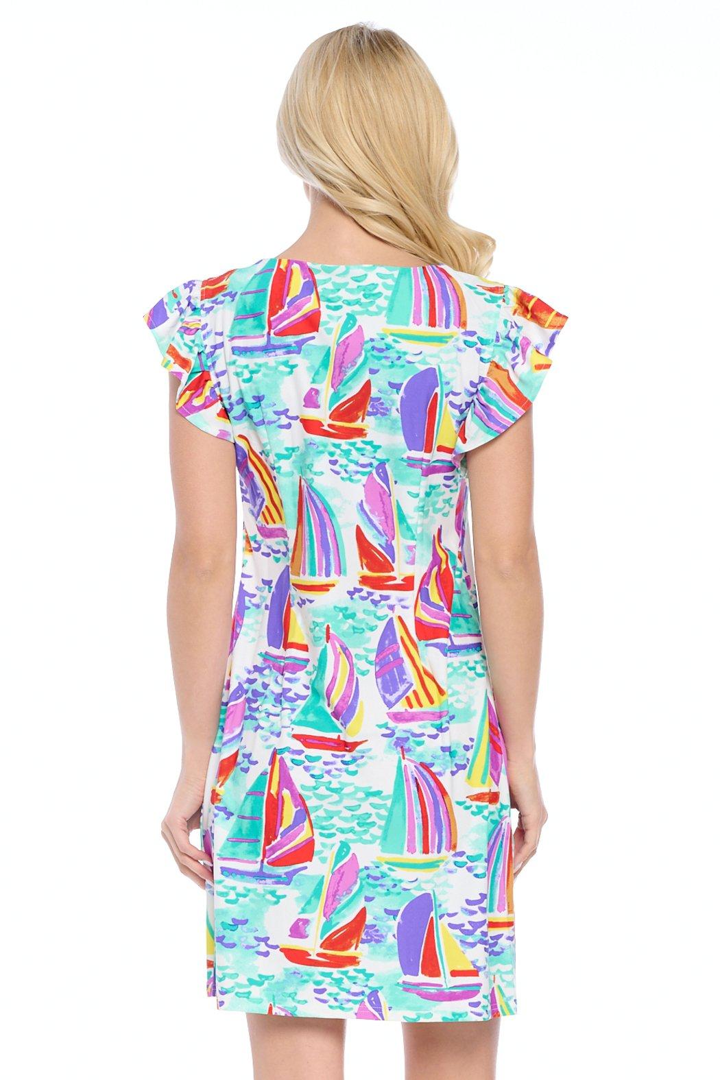 White Ruffle Sleeve Dress Product Image