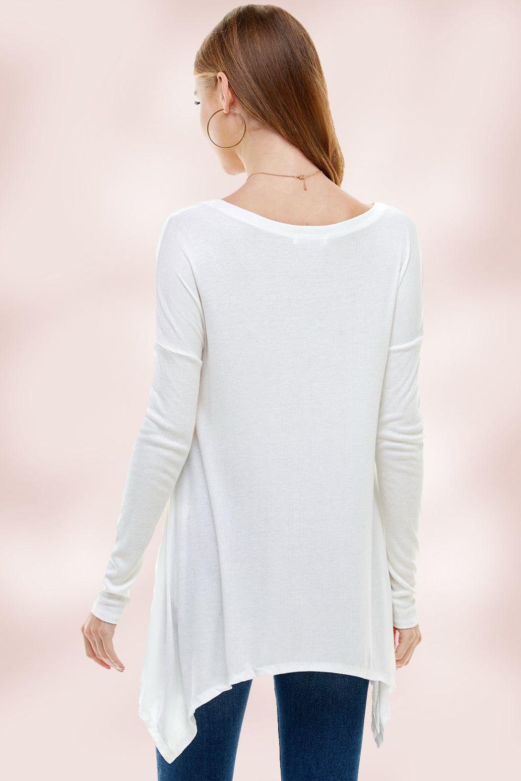 Women's Long-Sleeve Asymmetrical Hem Top Product Image