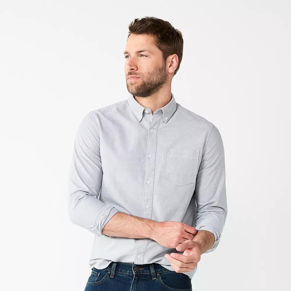 Men's Sonoma Goods For Life® Long Sleeve Perfect Length Button-Down Shirt, Size: XS, Castlerock Product Image