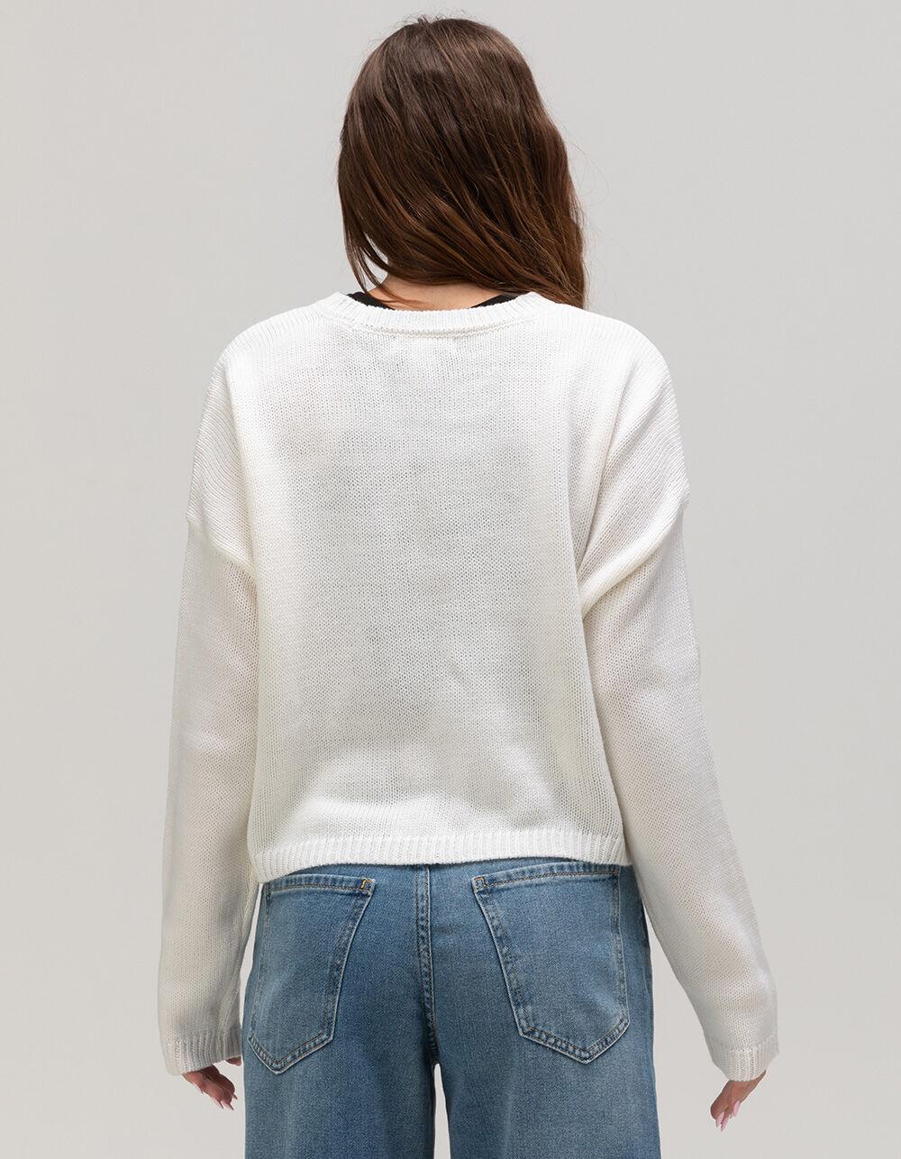 RSQ Womens Bow Icon Pullover Sweatshirt - CREAM Product Image