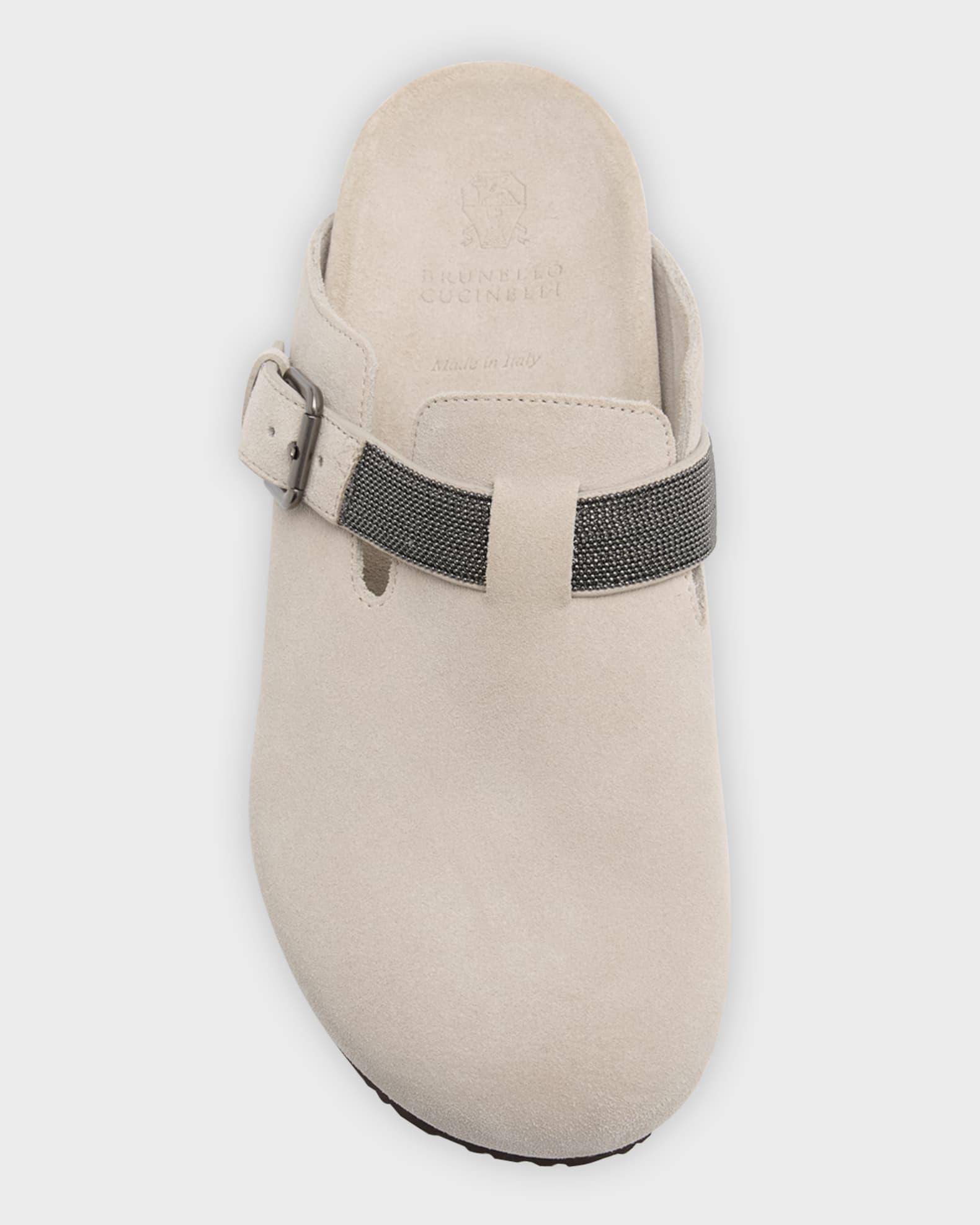Suede Monili Buckle Mules Product Image