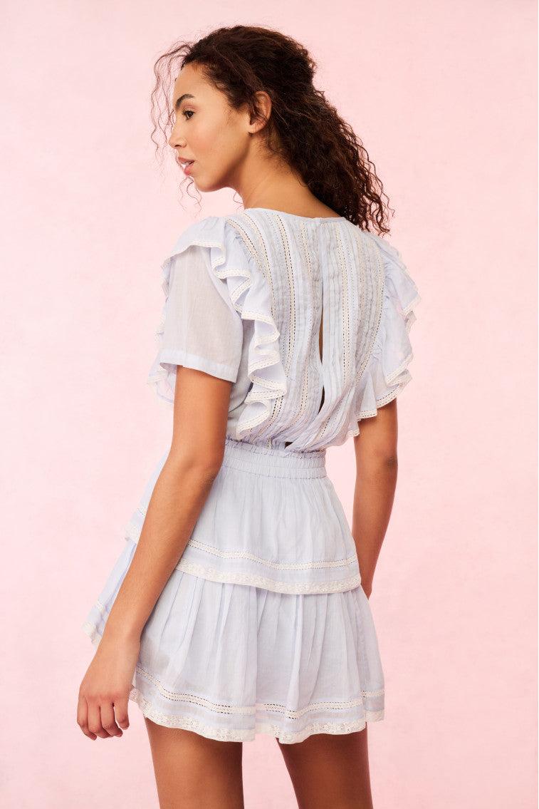 Natasha Blue Cotton Mini Dress - BABY BLUEBELL / M Product Image