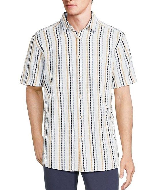 Rowm Short Sleeve Seersucker Micro Geo Print Shirt Product Image