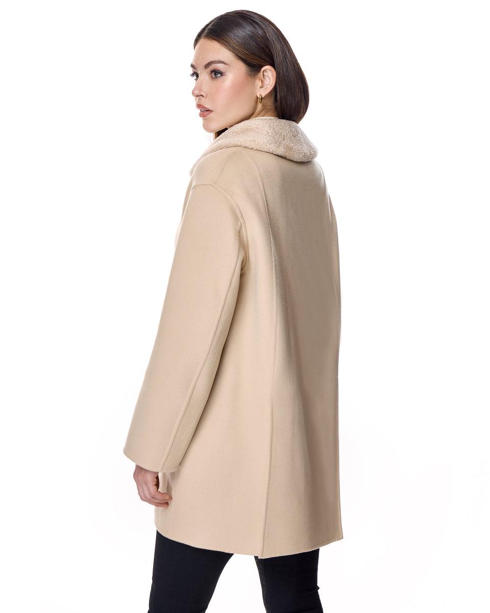 Woolblend Walking Coat with Shearling Trim Product Image