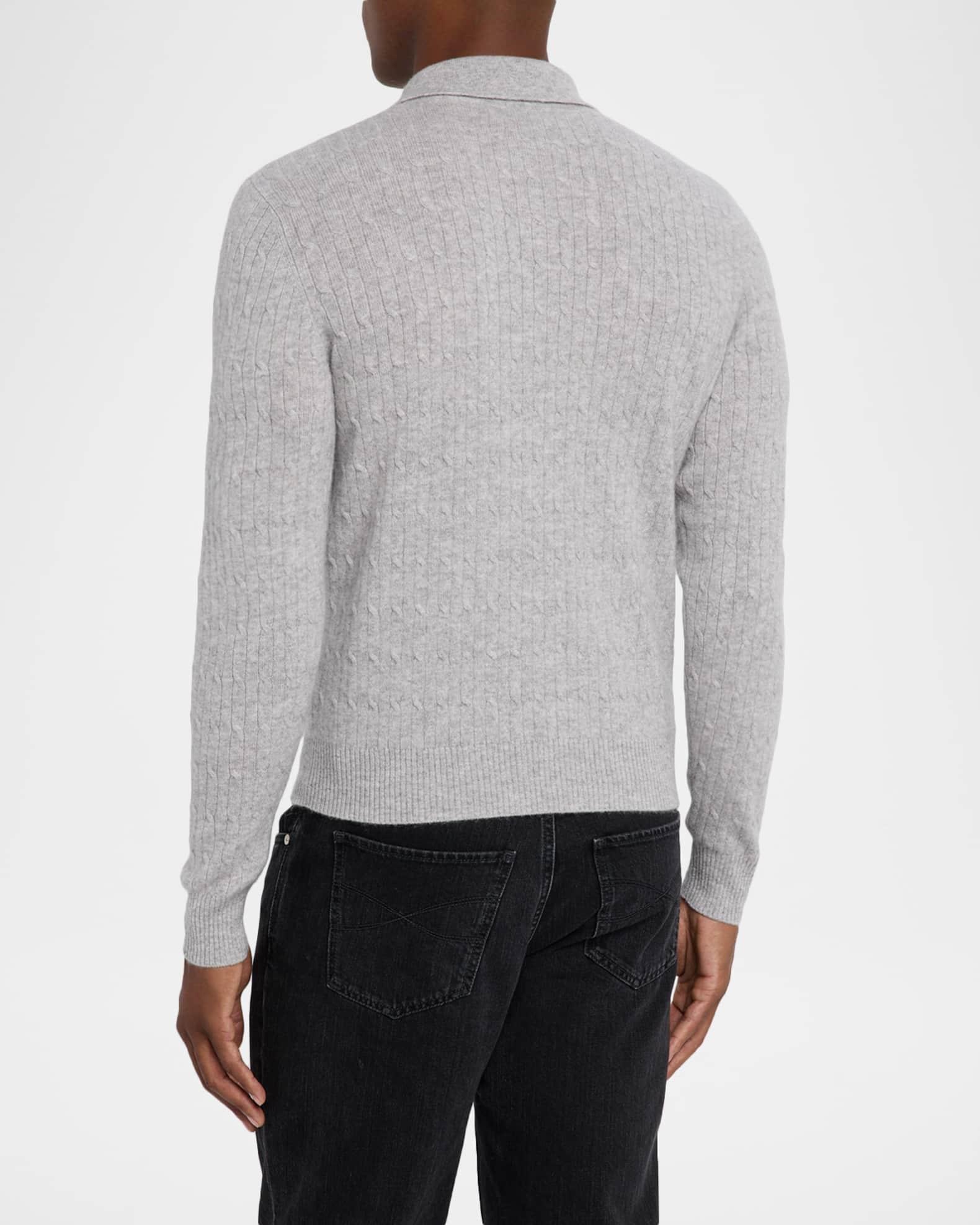 Men's Classic Micro Cable-Knit Long-Sleeve Polo Product Image