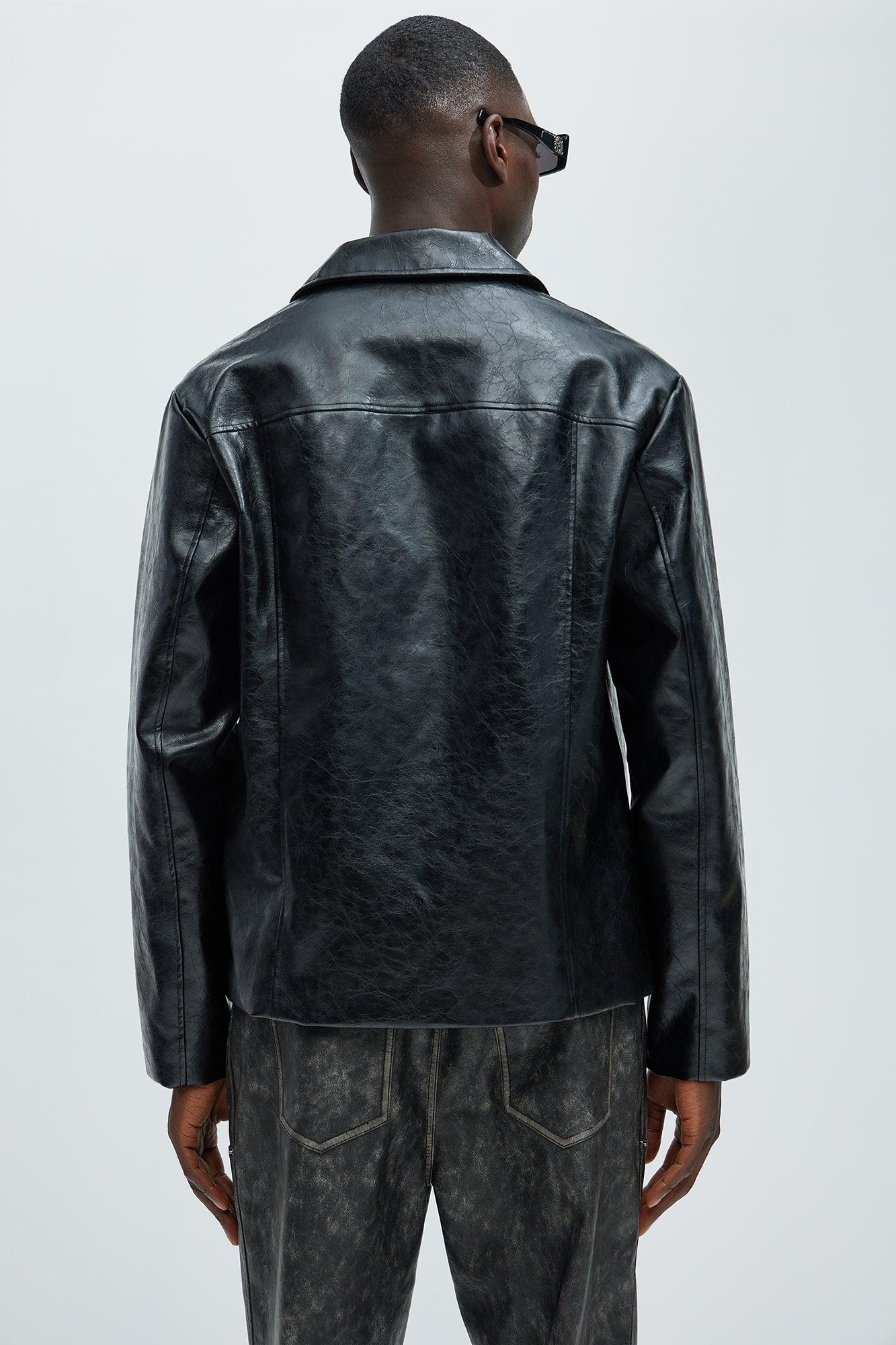 Mitchell Faux Leather Jacket - Black Product Image