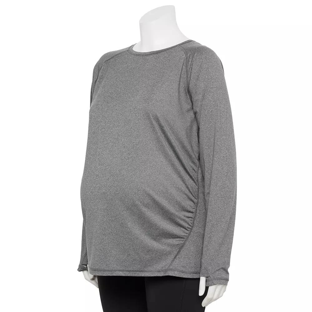 Plus Size Tek Gear® Maternity Dry Tek Long Sleeve Tee, Women's, Size: 3XL, Gray Product Image