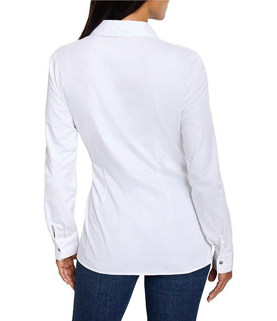NIC + ZOE Half Button Collar Neck Long Sleeve Side Tie Top Product Image