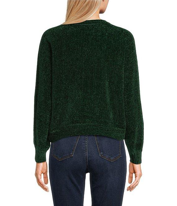 Double Zero Long Sleeve Vibe Check Shiny Chenille Sweater Product Image