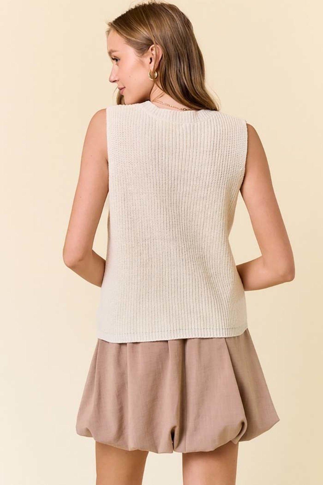 Round Neck Beach Sweater Tank Top Product Image
