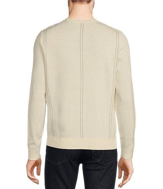 Murano Striped Performance Textured Long Sleeve Crew Neck Sweater Product Image