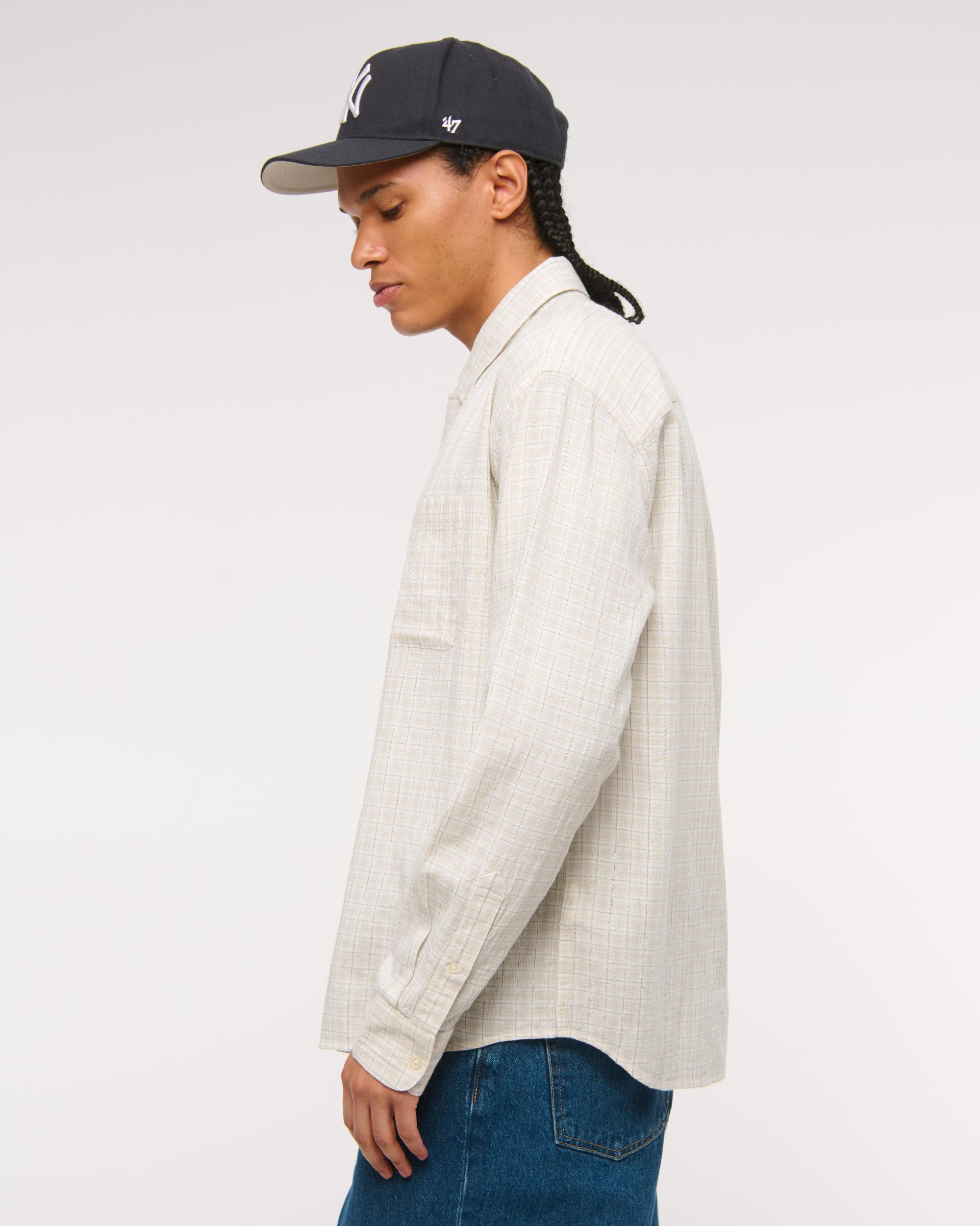 Long-Sleeve Plaid Button-Up Shirt Product Image