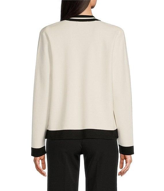 KARL LAGERFELD PARIS Knit Contrast Trim Scoop Neckline Sleeveless Tank Product Image