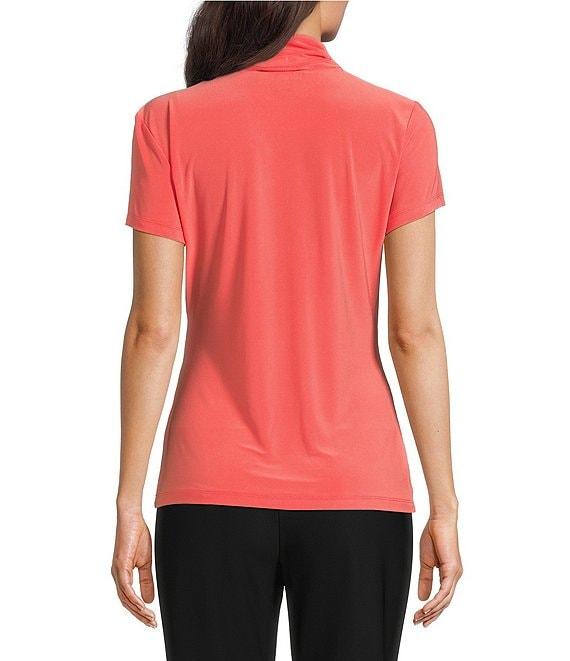 DKNY By Donna Karan Jersey Knit Side-Ruched V-Neck Short Sleeve Top Product Image