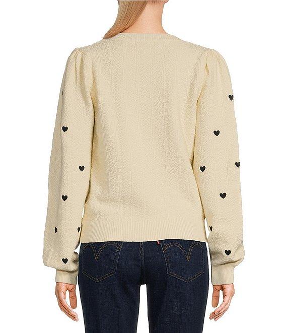 Sadie & Sage Heart Eyes Embroidered Sweater Product Image