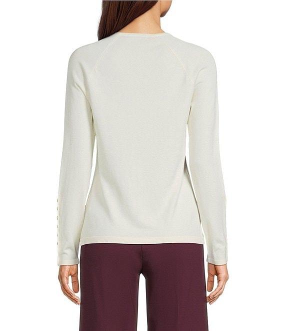J.McLaughlin Jamey Crew Neck Button Trim Raglan Sleeve Sweater Product Image