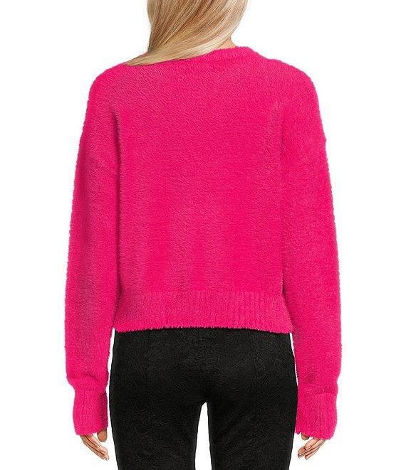 C&V Chelsea & Violet Round Neck Rhinestones Long Sleeve Sweater Product Image