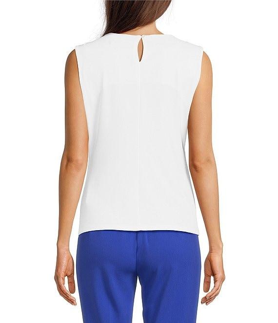 Calvin Klein Solid Pleated Crew Neck Knit Tank Top Product Image