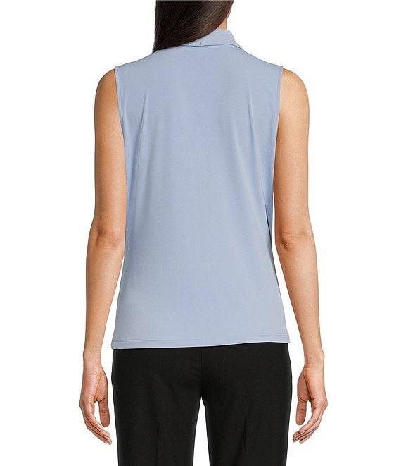 Calvin Klein Matte Jersey V-Neck Shoulder Pleat Sleeveless Top Product Image