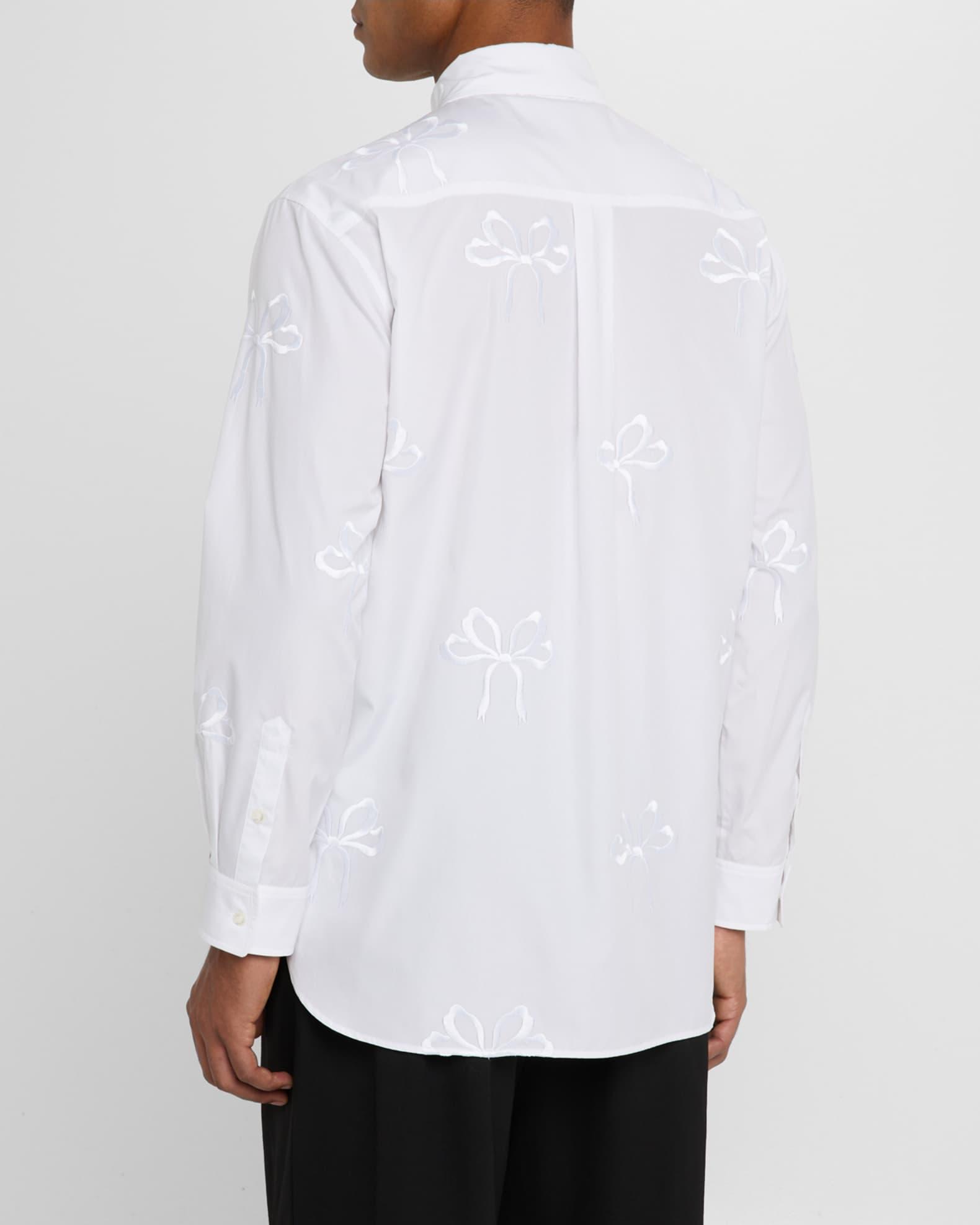 Men's Cotton Embroidered Bow Sport Shirt Product Image