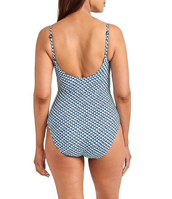 Tommy Bahama Palm Modern Mosaic Square Neck Tank One Piece Swimsuit Product Image