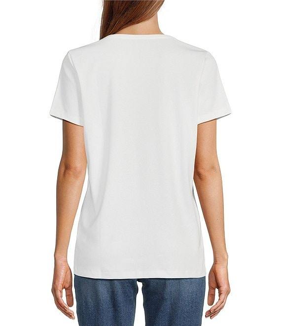 L.L.Bean Pima Cotton V-Neck Short Sleeve Tee Shirt Product Image