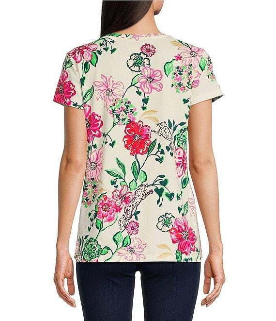 Lilly Pulitzer Meredith Cotton Jersey V-Neck Short Sleeve Tee Product Image