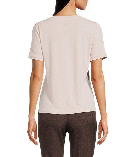 Calvin Klein Solid Knit Square Neck Short Sleeve Top Product Image