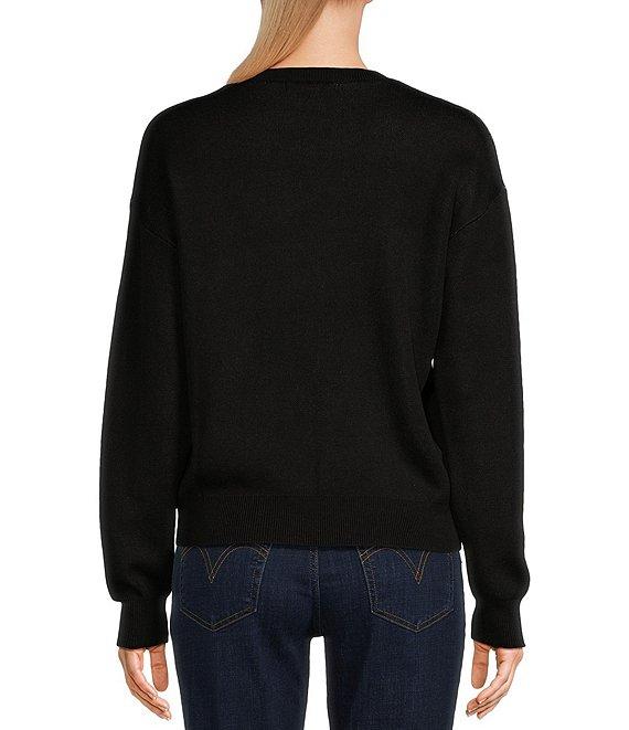 Evolutionary Long Sleeve Crew Neck Ribbon Pullover Sweater Product Image