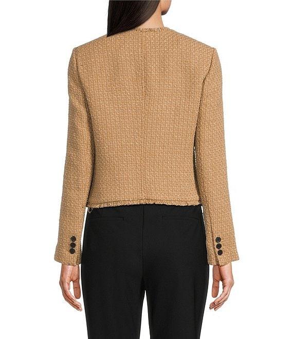 DKNY by Donna Karan Tweed Patch Pocket Frayed Jacket Product Image