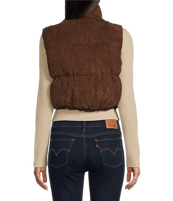 Double Zero Corduroy Zip Up Crop Puffer Vest Product Image