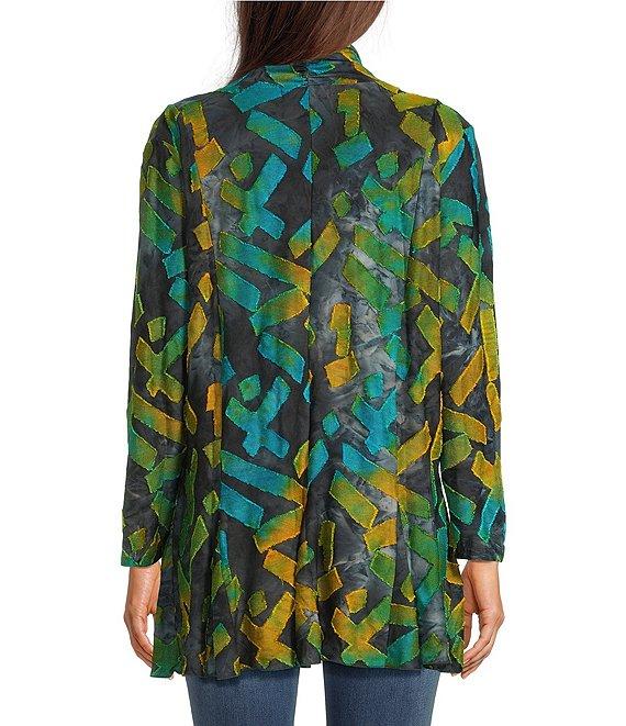 Calessa Burnout Knit Tie-Dye Long Sleeve Open-Front Cardigan Product Image
