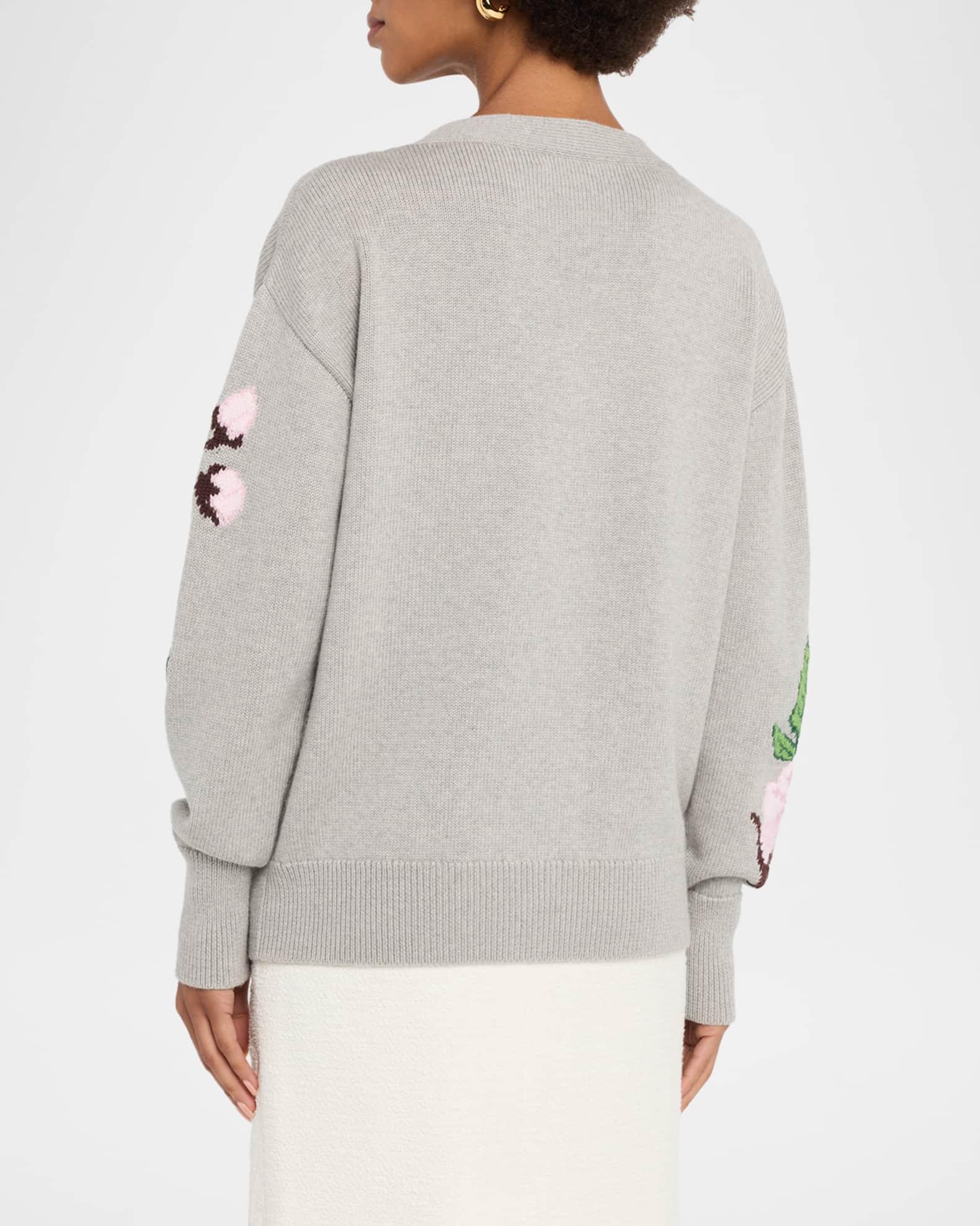 Cherry Blossom Jacquard V-Neck Cardigan Product Image