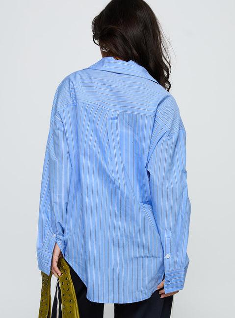 Kodhi Oversized Long Sleeve Top Blue Stripe Product Image