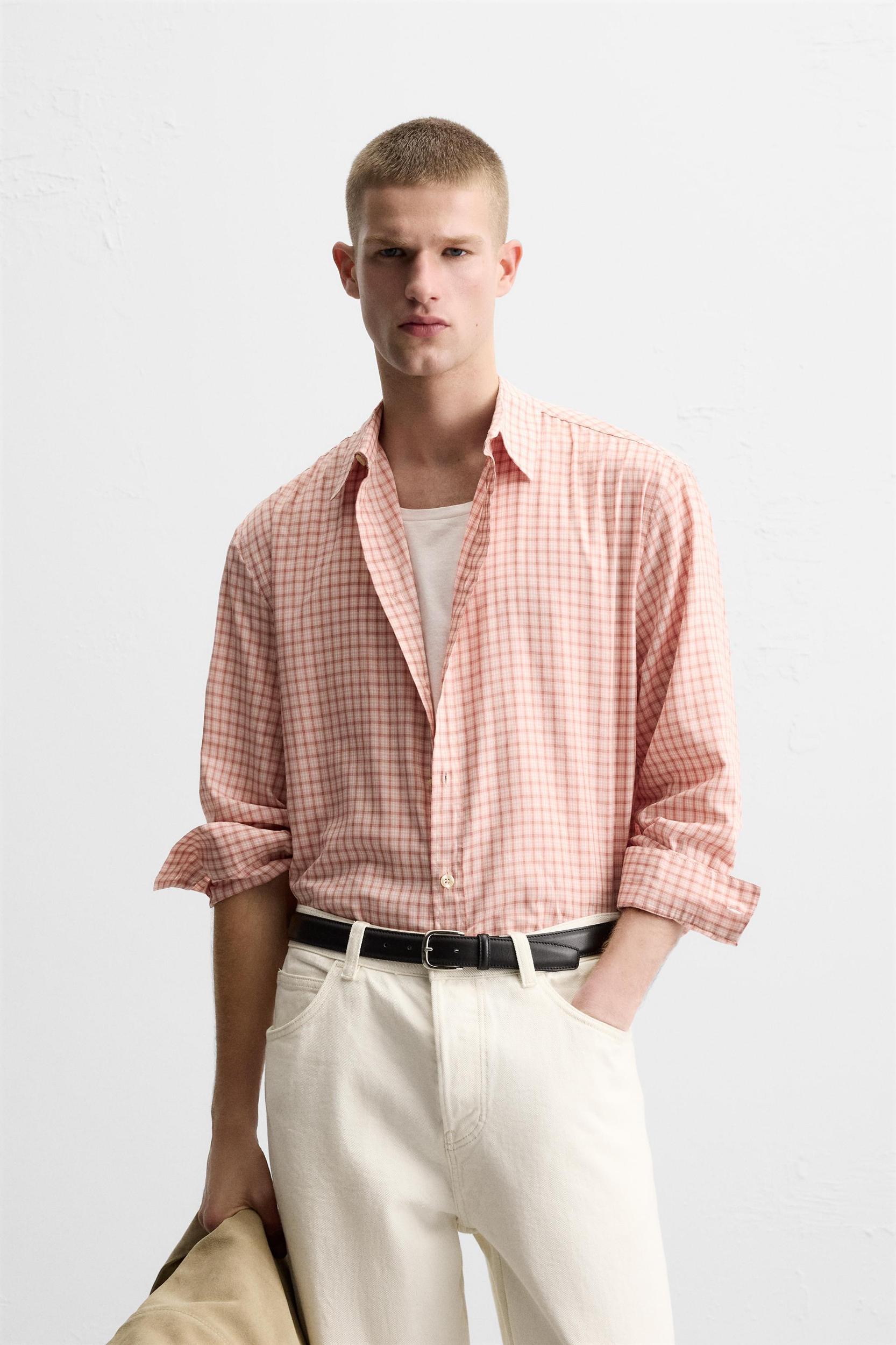 CHECKED COTTON-VISCOSE SHIRT Product Image